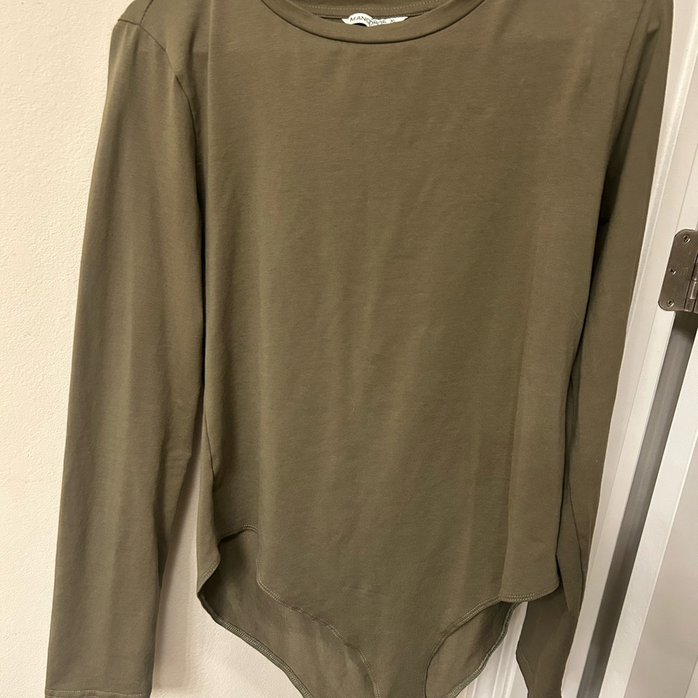 MangoPop Long Sleeve Bodysuit | Olive Green | Size XL